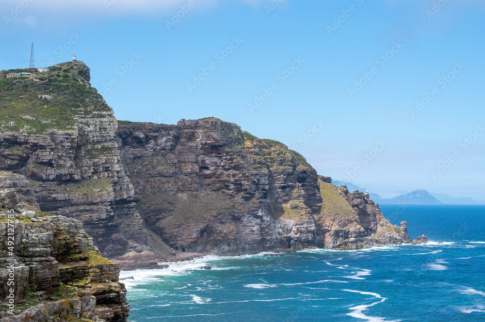 The new lighthouse of Cape Point in Cape of Good Hope Nature Reserve in Cape Peninsula, Western Cape, South Africa.
