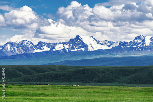 The beautiful mountains in Duku road in Xinjiang Uygur Autonomous Region, China.