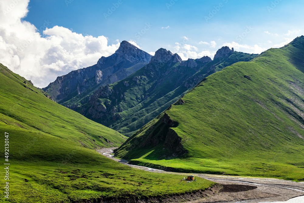 The beautiful mountains in Duku road in Xinjiang Uygur Autonomous Region, China.