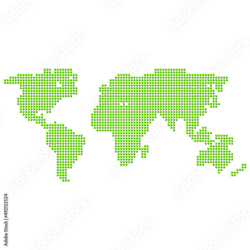 World map in dotted style. Halftone style.