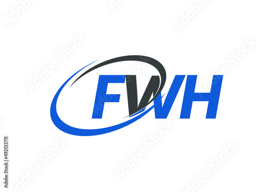 FWH letter creative modern elegant swoosh logo design