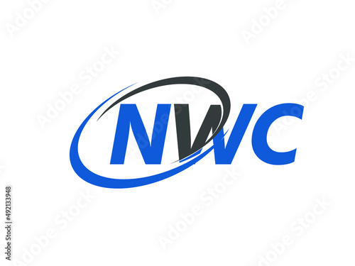 NWC letter creative modern elegant swoosh logo design