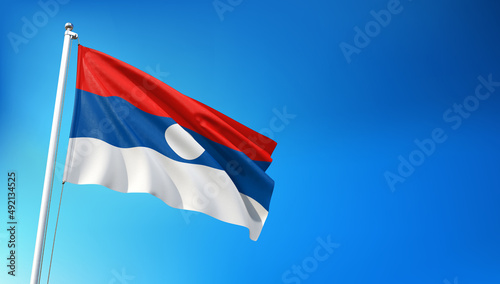 Laos Flag Flying on Blue Sky Background 3D Render Free Download Laos Flag Flying on Blue Sky Background 3D Render - GFXLoad