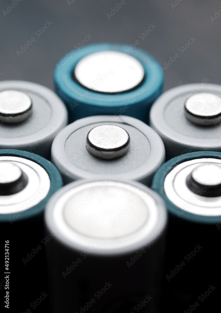 Close-up view of the positive terminals and negative terminals of the battery Close-up view of the positive terminals and negative terminals of the battery