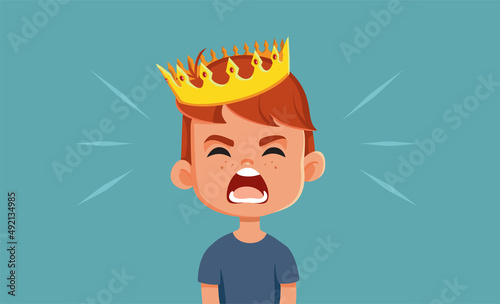 Entitled Toddler Boy Having a Tantrum Vector Cartoon