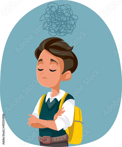 Sad Male Student Feeling Depressed Vector Cartoon Illustration