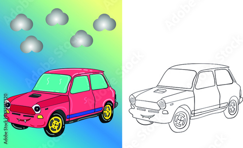 Fototapeta Naklejka Na Ścianę i Meble -  car illustration coloring book suitable for children and for business