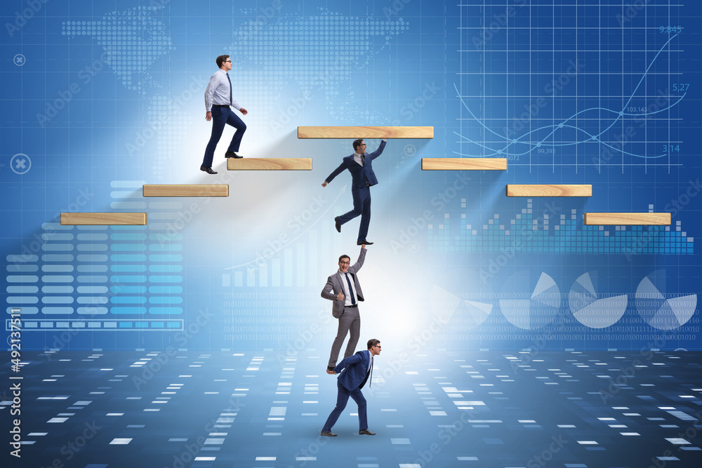 Teamwork concept with businessmen helping each other Teamwork concept with businessmen helping each other