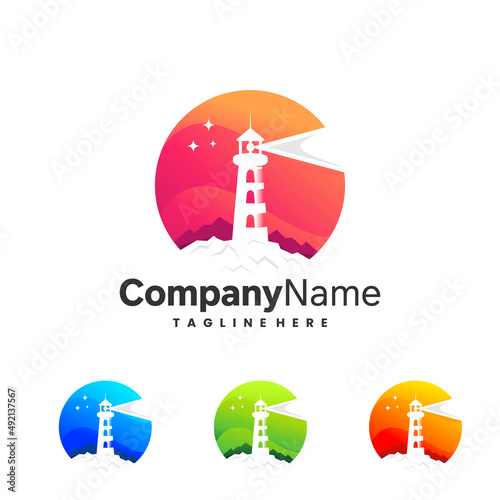 lighthouse logo colorful style