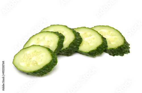 sliced cucumber isolated on white background