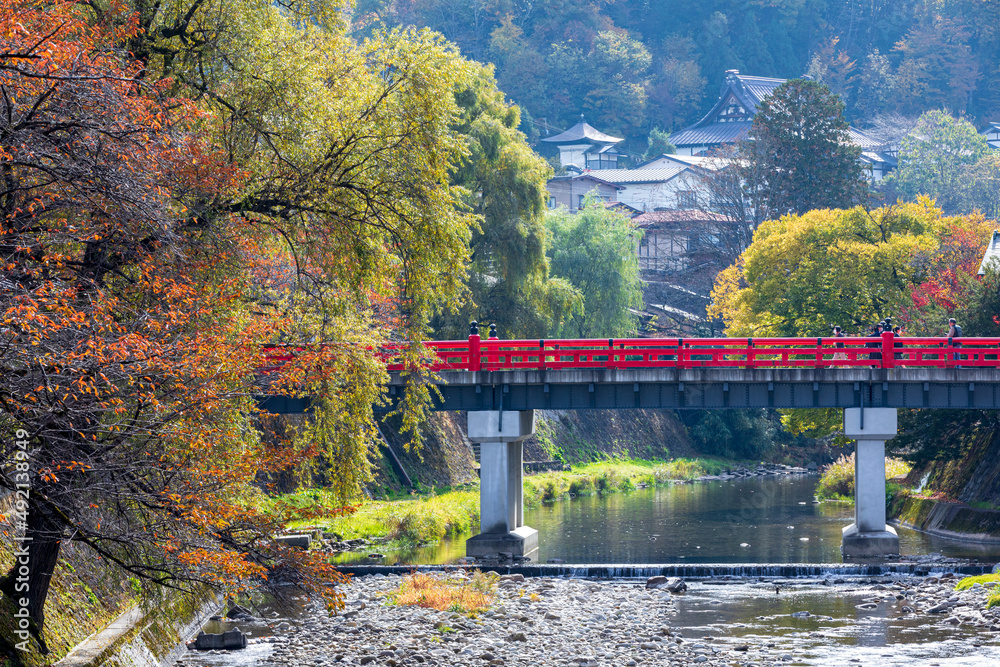 飛騨高山 中橋の紅葉