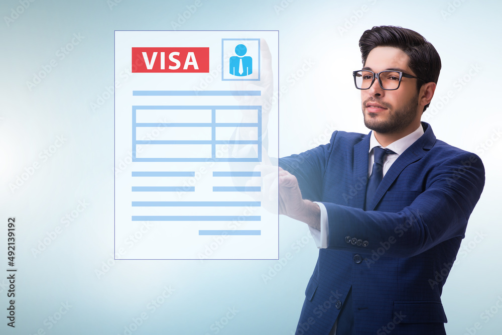 Visa application concept with businessman Visa application concept with businessman