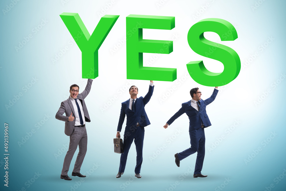 Businessmen in the yes positive answer Businessmen in the yes positive answer