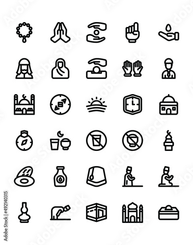 Muslim Icon Set 30 isolated on white background