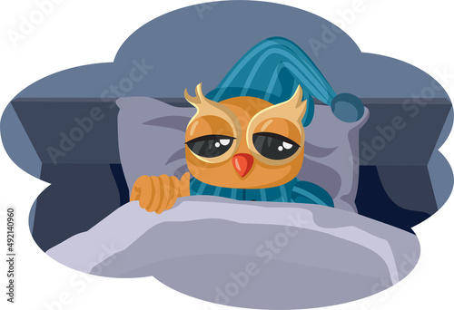 Night Owl Trying to Sleep Vector Cartoon Illustration