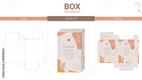 Box packaging and mockup die cut template