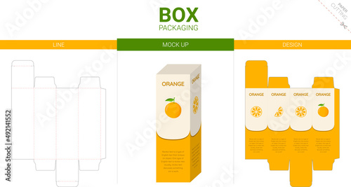 Box packaging and mockup die cut template
