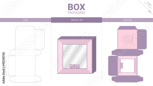 Box packaging and mockup die cut template