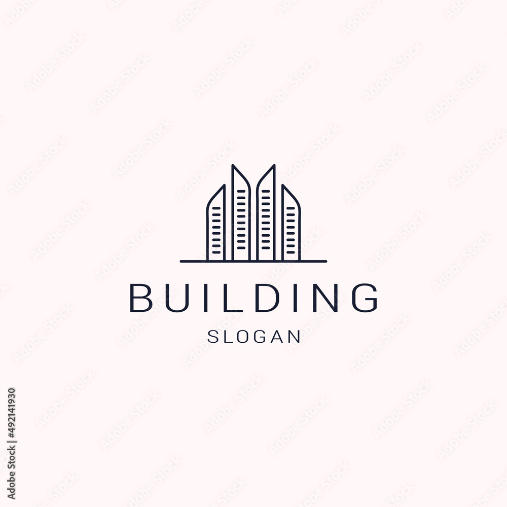 Building logo icon flat design template