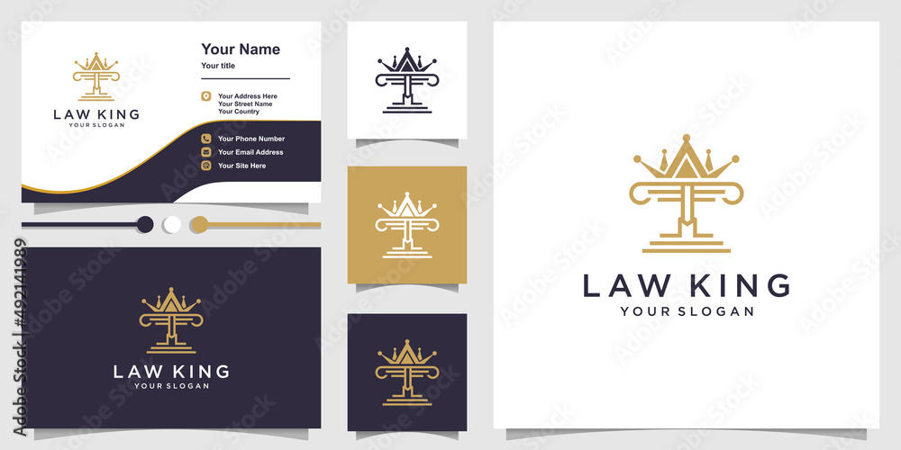 Law king logo design with creative element concept Premium Vector Law king logo design with creative element concept Premium Vector