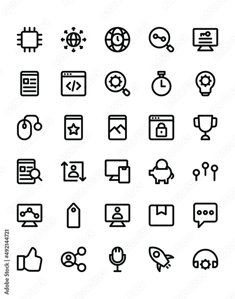 Seo Icon Set 30 isolated on white background Seo Icon Set 30 isolated on white background