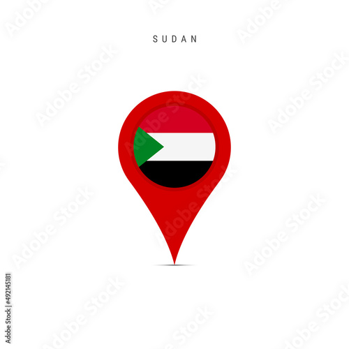 Teardrop map marker with flag of Sudan. Sudanese flag inserted in the location map pin. Flat vector illustration isolated on white background. Free Download Teardrop map marker with flag of Sudan. Sudanese flag inserted in the location map pin. Flat vector illustration isolated on white background. - GFXLoad