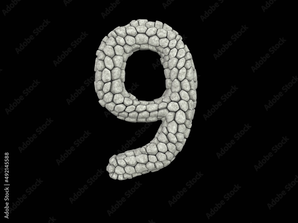 Stone Themed Font  Number 9
