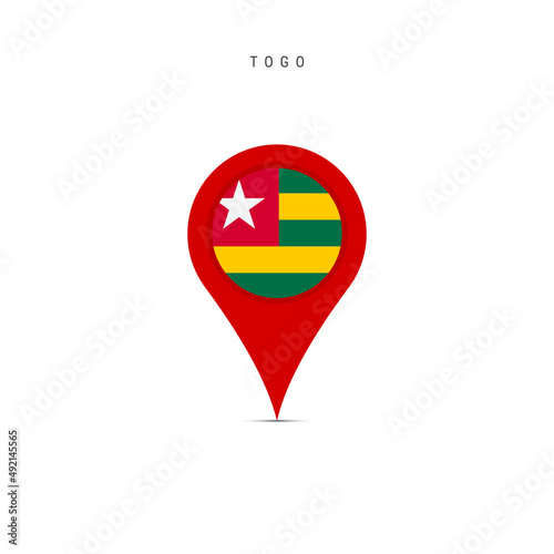 Free Download Teardrop map marker with flag of Togo. Togolese Republic flag inserted in the location map pin. Flat vector illustration isolated on white background. - GFXLoad