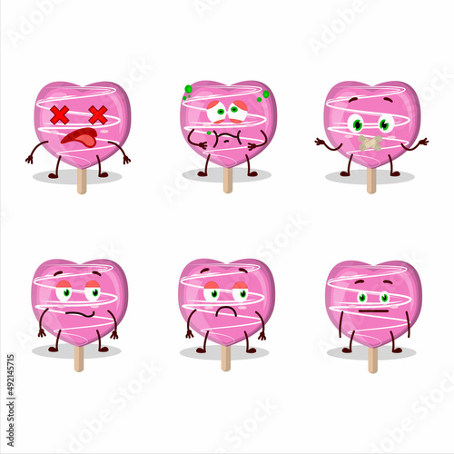 Pink lolipop love cartoon character with nope expression
