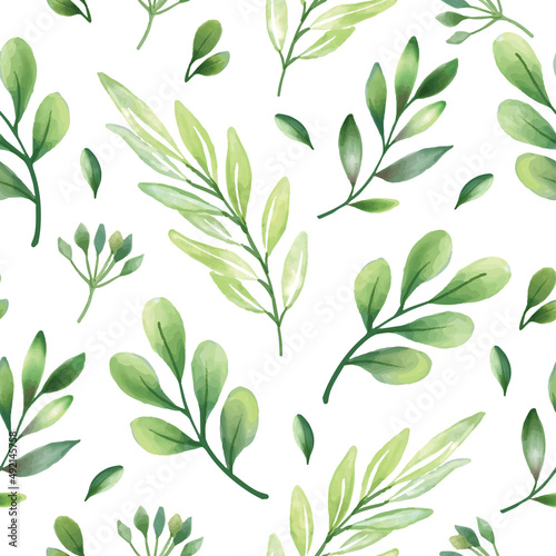 greenery foliage seamless pattern background template