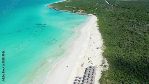 Cuba Cayo Santa Maria beach drone aerial 4K white sand  shot cayo coco varadero caribbean sea waves atlantic ocean tropical turquoise  paradise view Antilles landscape destination cuban coast coastlin photo