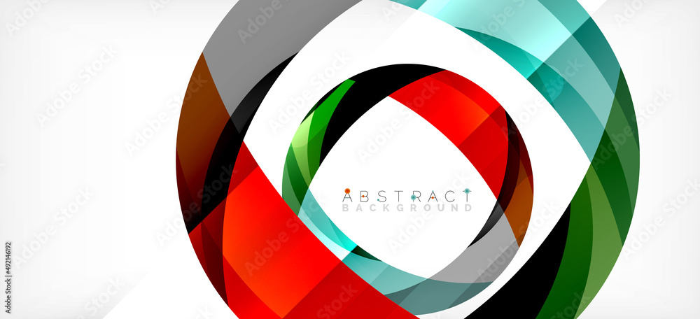 Obraz premium Color circle shapes, minimal geometric background. Trendy dynamic composition. Vector Illustration For Wallpaper, Banner, Background, Landing Page