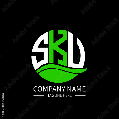 SKU logo monogram isolated on circle element design template, SKU letter logo design on black background. SKU creative initials letter logo concept.  SKU letter design.