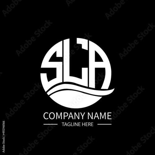 SLA logo monogram isolated on circle element design template, SLA letter logo design on black background. SLA creative initials letter logo concept.  SLA letter design.