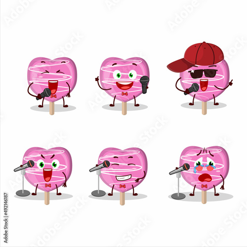 A Cute Cartoon design concept of pink lolipop love singing a famous song