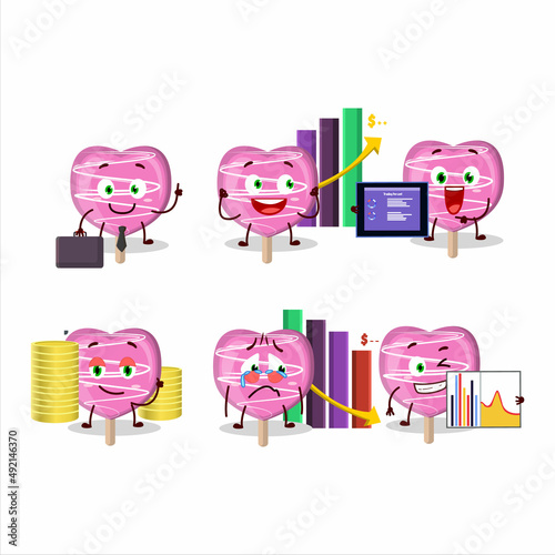 Pink lolipop love character designs as a trader investment mascot