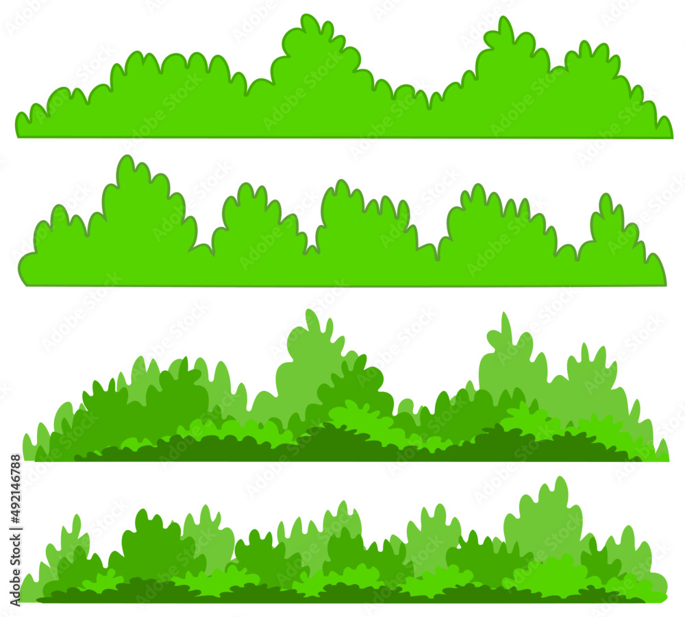 set of vector green bush cartoon
