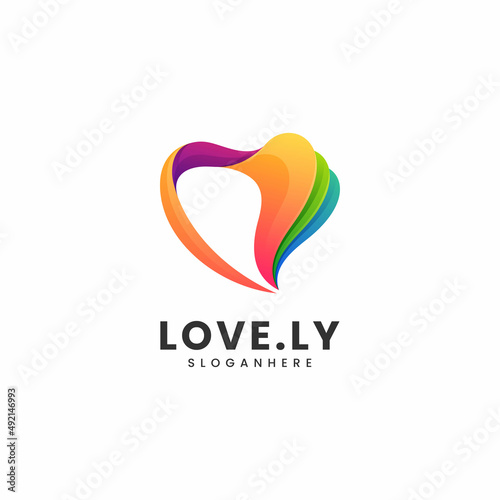Photos Vector Logo Illustration Lovely Gradient Colorful Style.
