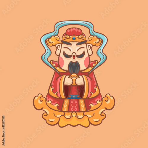 cartoon chinese god of wealth illustration