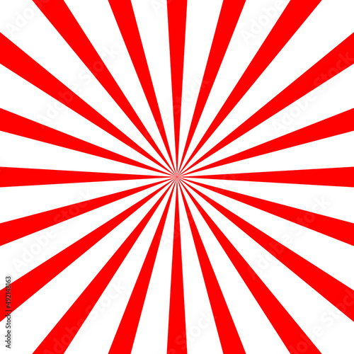 Vintage abstract template with red sunrays on light background.