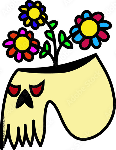 Skull with flowers