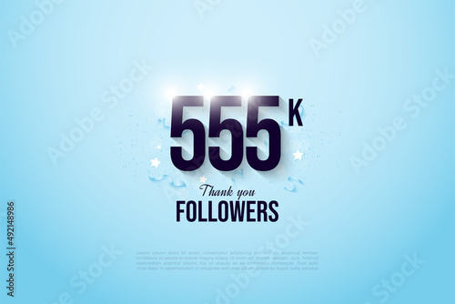 555k followers background.