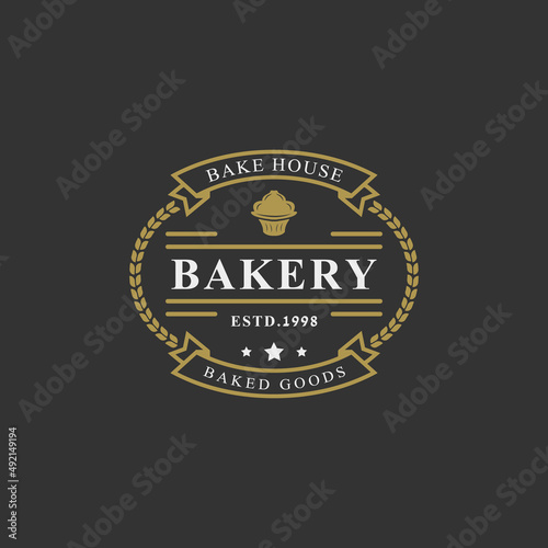 Vintage Retro Badge for Bakery Logos. Good for Bakehouse and Cafe Typography Elements and Silhouettes