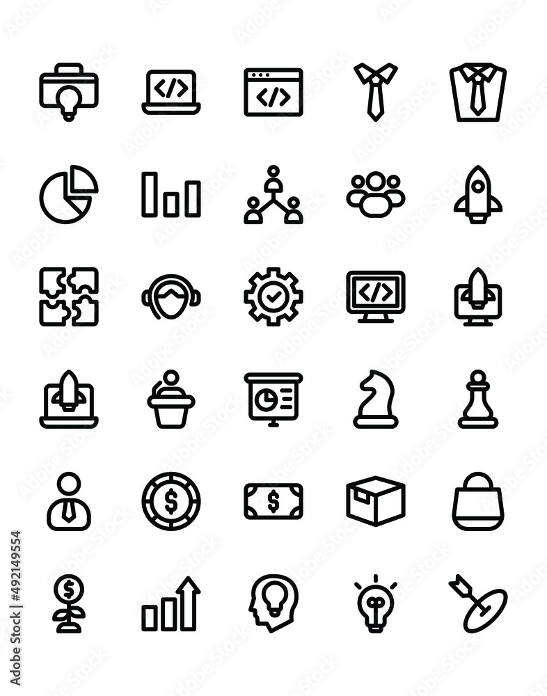 Startup Business Icon Set 30 isolated on white background Startup Business Icon Set 30 isolated on white background
