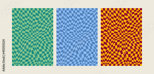 Checkered background with distorted squares
