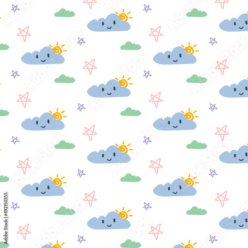 seamless pattern with a cloud and star