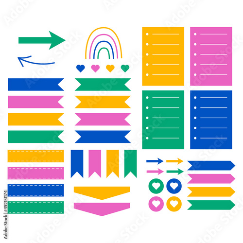 Set of stickers planner and todo list of bright colors