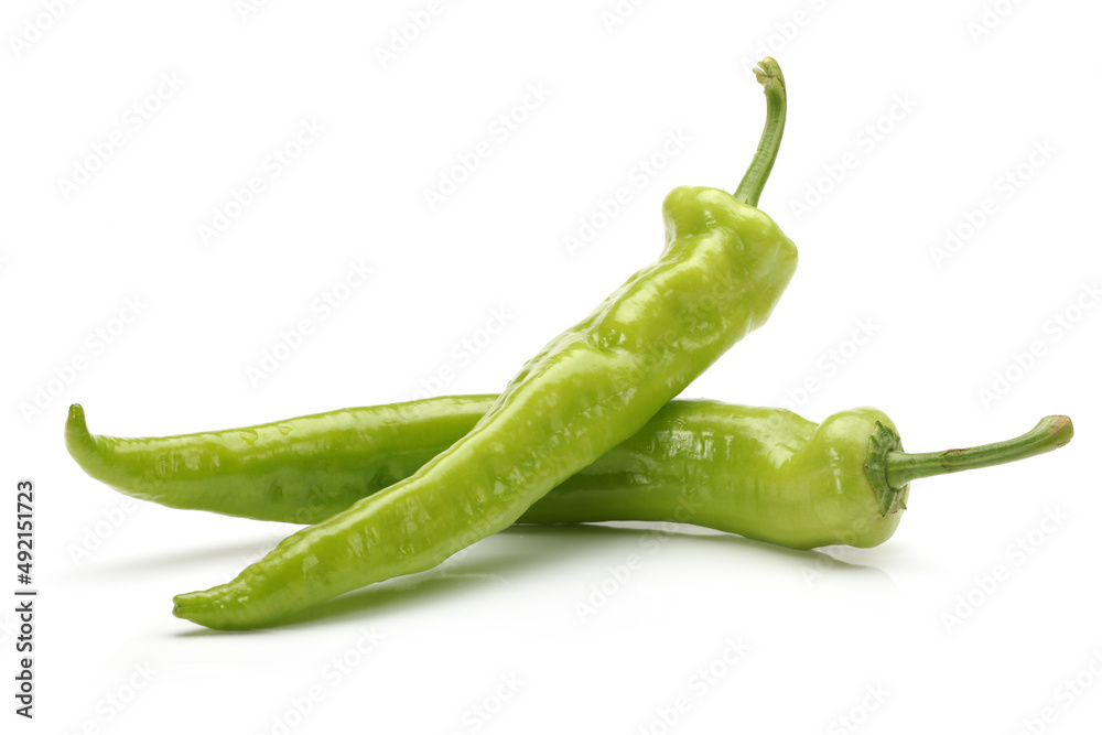 green chili pepper on white. green chili pepper on white.