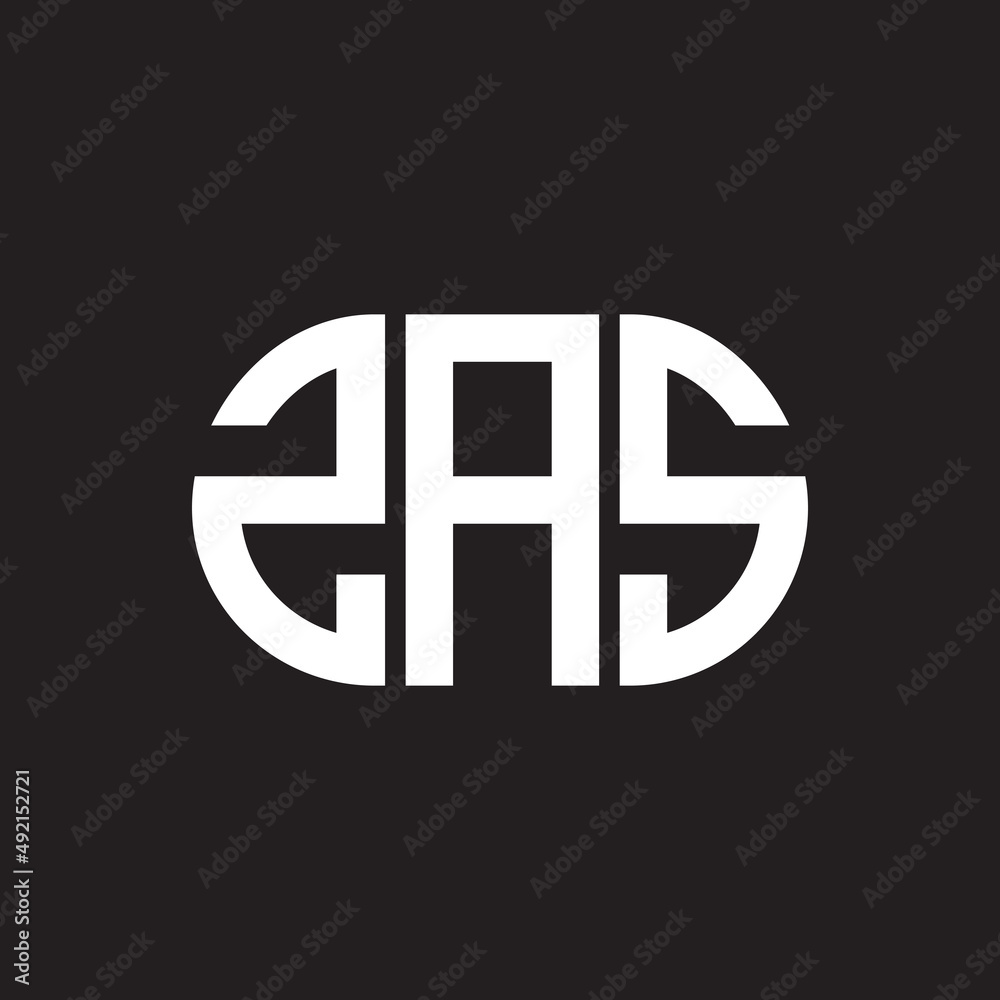 ZAS letter logo design. ZAS monogram initials letter logo concept. ZAS letter design in black background. ZAS letter logo design. ZAS monogram initials letter logo concept. ZAS letter design in black background.