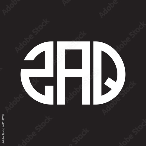 ZAQ letter logo design. ZAQ monogram initials letter logo concept. ZAQ letter design in black background.